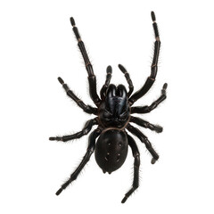 Obraz premium A large black spider with hairy legs, isolated on transparent background