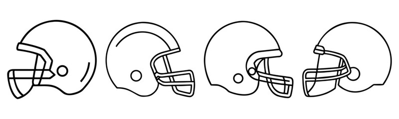 American Football Helmet Outline Icon Set - Vector for Sports and Team Logos