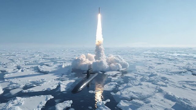 A submarine launched a powerful rocket into the frigid Arctic ice waters