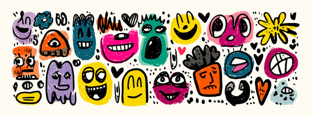 Colorful Abstract Faces and Shapes