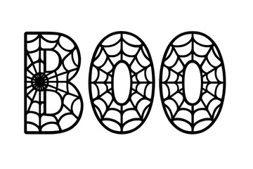 Boo sign spider web halloween typography transparent background