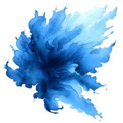Abstract blue watercolor splash isolated on transparent background