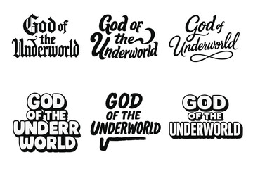 Fototapeta premium Underworld Lettering Variations. God of the Underworld. Set lettering. harmonious lettering variations of the same emblematic concept