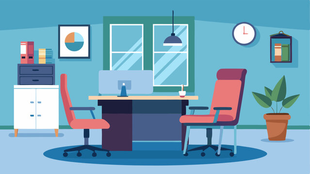 A consultation room with a large desk and comfortable chairs for the doctor and patient.