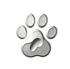 Obraz premium Chrome paw print with textured pads on a black background