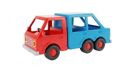 Obraz premium Red and blue toy truck isolated on transparent background