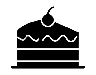 Vector icon of a slice of cake with a cherry on top