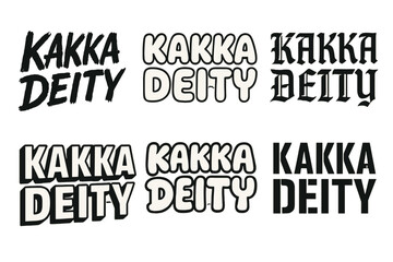 Kakka Deity Lettering Styles. Kakka Deity. Set lettering. harmonious lettering variations of the same emblematic concept, each with different