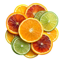 Citrus Fruit Slices isolated on transparent background
