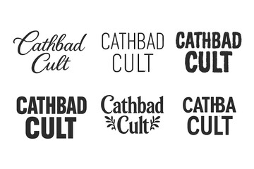 Obraz premium Cathbad Cult Lettering Variations. Cathbad Cult. Set lettering. harmonious lettering variations of the same emblematic concept, each with different artistic