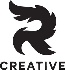 Abstract r letter logo mark with creative wordmark typography transparent background