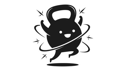 Playful Strength: An energetic kettlebell silhouette, radiates strength and vitality, embodies fitness enthusiasm and gym lifestyle.