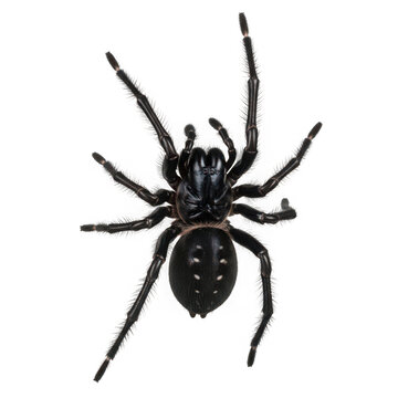 A black funnelweb spider isolated on transparent background