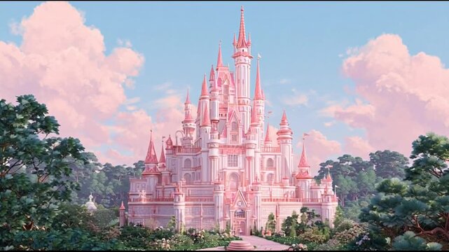 Princess Pink Colored Castle
