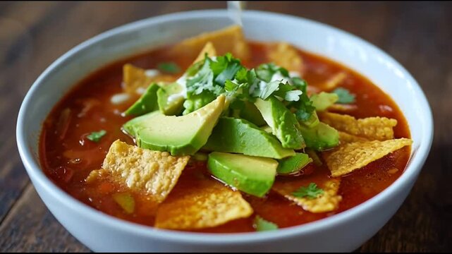 Sopa Tortilla Com Fatias Abacate