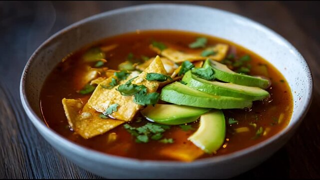 Sopa Tortilla Com Fatias Abacate