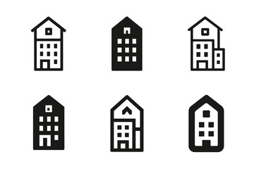 Fototapeta premium Creative Logo Variations. mixed-use neighborhoods. Set Logo of mixed-use neighborhoods: live-work loft icon. harmonious logo variations of the same emblematic