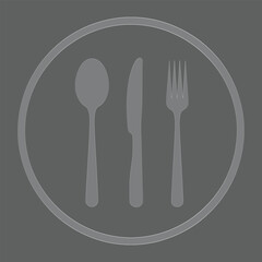 Restaurant symbol spoon knife and fork within circle minimalist design