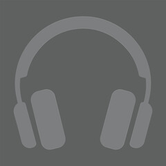 Gray headphones vector icon on gray background minimal design template