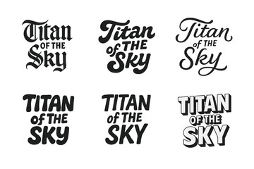 Fototapeta premium Sky Titan Lettering Grid. Titan of the Sky. Set lettering. harmonious lettering variations of the same emblematic concept (Gothic-inspired decorative type,