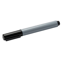 Fototapeta premium Gray-barreled marker pen with black cap and clip, angled on a dark background