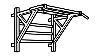 Wooden construction outline: This image showcases a detailed outline of a robust wooden construction, a framework composed of beams, and supports