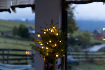 lights on a fir tree Christmas tree