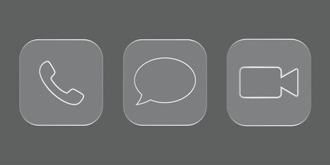 Communication icons on gray background Phone message and video call vector
