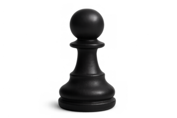 Black chess pawn piece standing, representing game strategy, tactics, and competition, isolated on transparent background