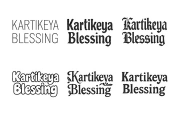 Lettering Styles Grid. Karitkeya Blessing. Set lettering. harmonious lettering variations of the same emblematic concept, each with different