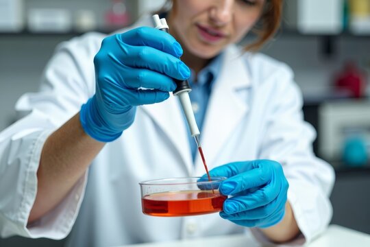 Biological Scientist in Research Lab Using Micropipette and Microplate in Close-Up Shot