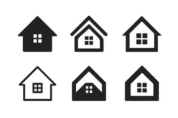 Fototapeta premium Harmonious Logo Variations. Safe spaces. Set Logo of home roof silhouette: harmonious logo variations of the same emblematic concept, each with different