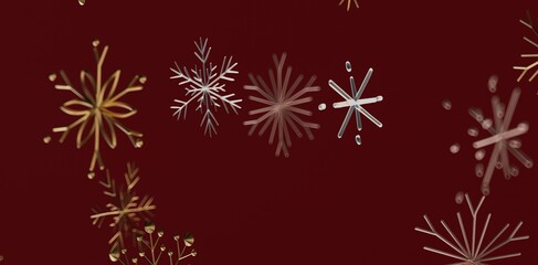 Abstract snowflakes on red background. Festive holiday illustration with snowflakes design, perfect for greeting cards and seasonal designs.