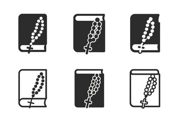 Monastery Symbol Logos. The history and significance of Christian monasteries. Set Logo of The history and significance of Christian monasteries: a rosary