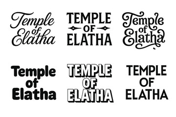Elatha Lettering Variations. Temple of Elatha. Set lettering. harmonious lettering variations of the same emblematic concept, each with different artistic