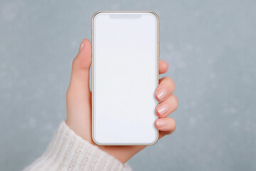 Hand Holding Smartphone with Blank Screen