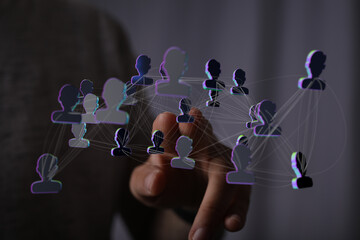 Abstract network of people connected representing social media community or internet networking....