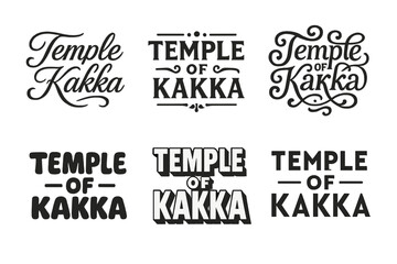 Temple Lettering Grid. Temple of Kakka. Set lettering. harmonious lettering variations of the same emblematic concept, each with different artistic
