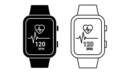 Smartwatch with Heart Rate Monitoring: A modern smartwatch displays a real-time heart rate on its screen, indicating health tracking and fitness monitoring capabilities. 