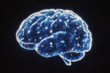 Blue Glowing Neural Brain Concept