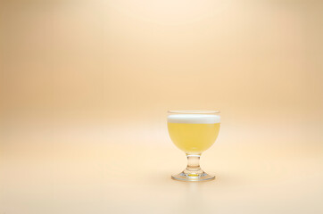 Elegant Cocktail in a Glass with Foamy Head on Neutral Backgroun