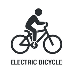 Electric Bicycle Symbol Showing Person on Bike for Sustainable Mobility