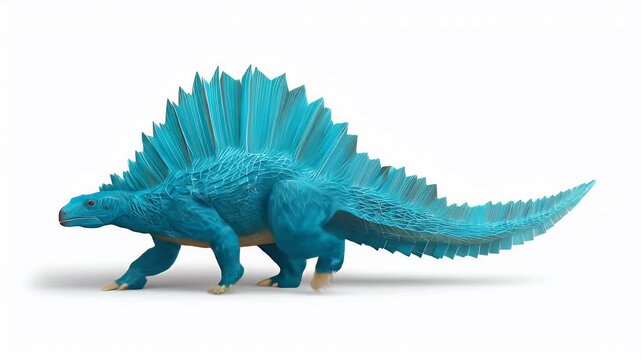 Blue Toy Dinosaur on White Background - Studio Shot.