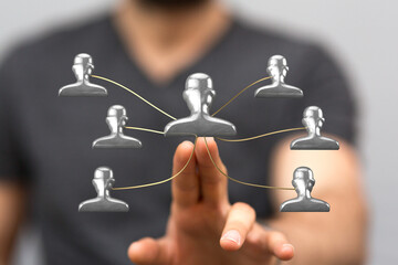 Visualize teamwork and network. Human network connection concept. Digital communication and business concept. Conceptual illustration of digital