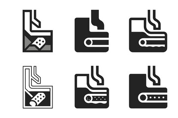 Obraz premium Drainage Pipe Logo Variations. Drainage pipes in trench. Set Logo of Drainage pipes in trench: French drain along building foundation with downspout