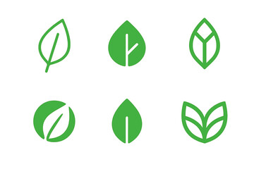 Eco Logo Variations. Green label design with eco vibes trend. Set Logo of eco badge: leaf monogram. Icon set. harmonious logo variations of the same emblematic