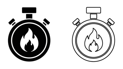 Burning Time: A simple illustration of a stopwatch intertwined with a flame, a symbolic representation of urgency, heat, and time management.