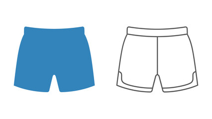 Shorts illustration: A simplistic depiction of athletic shorts, rendered in a bold blue hue and a stark outline, showcasing versatile design in the realm of sportswear and fashion.