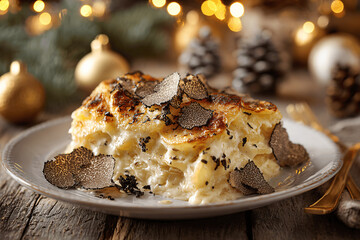 Golden truffled gratin dauphinois for luxurious French Christmas feast