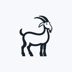 Fototapeta premium Minimal Vector Goat Silhouette Logo Design Icon – Modern Farm Animal Emblem for Agriculture, Organic Products, Mountain